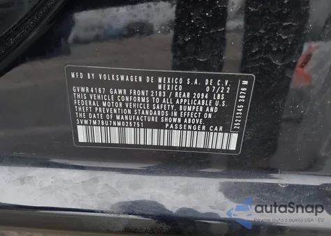 2022 Volkswagen Jetta 1.5T Se z USA, uszkodzony, nr VIN 3VW7M7BU7NM025751